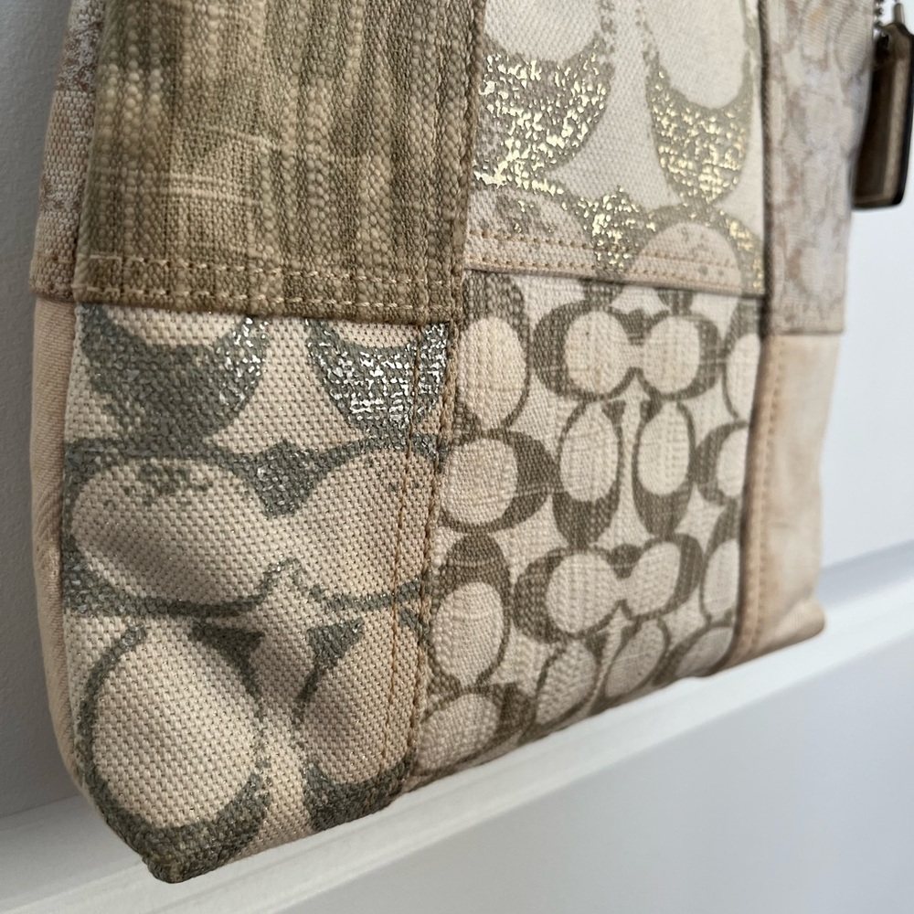 Coach Patchwork Signature Crossbody Bag in Beige, Gold, & Taupe, y2k - Picture 3 of 16
